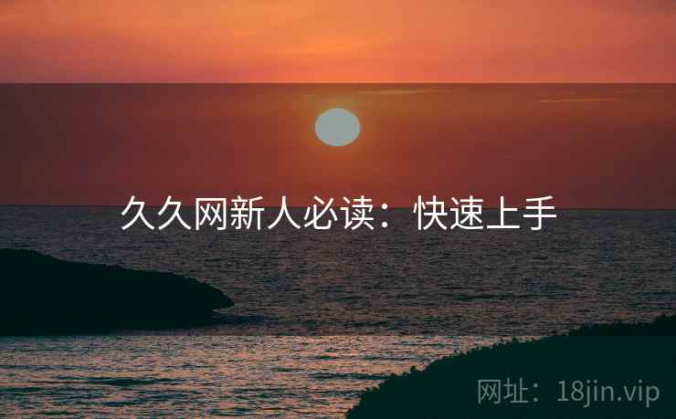 久久网新人必读：快速上手